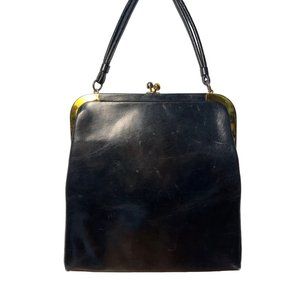 Vintage Paristyle Bag Black Patent Leather Purse Carryon Handbag